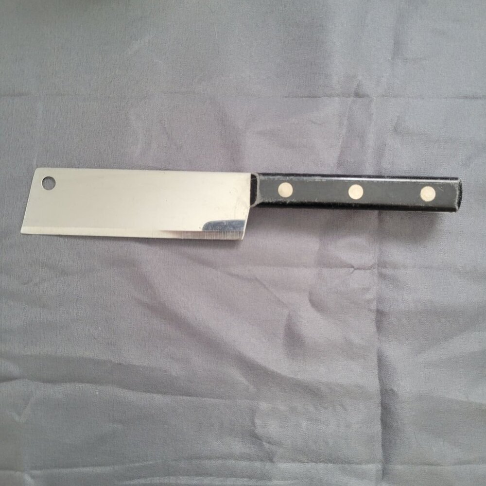 Hollow Ground Stainless Steel Cleaver Knife With Riveted Black Handle